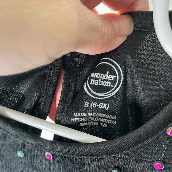 Wonder Nation Black Dress with Pink and Silver Sequins girls size 6/6x - Picture 4 of 4